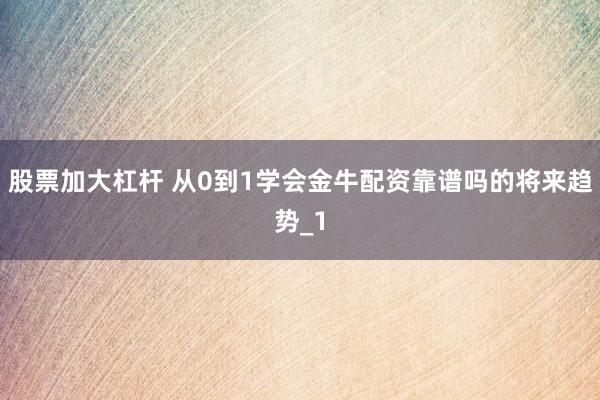 股票加大杠杆 从0到1学会金牛配资靠谱吗的将来趋势_1