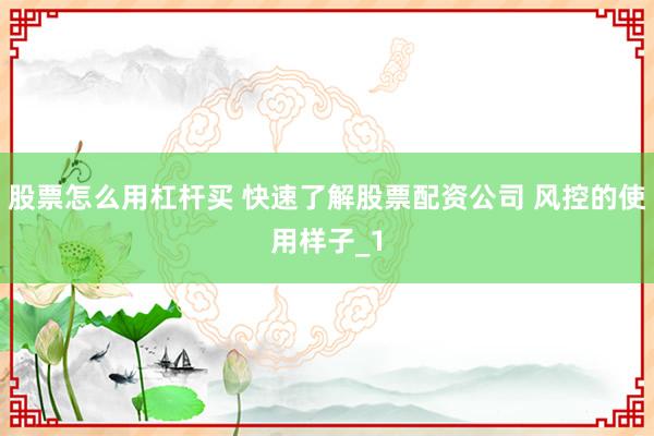 股票怎么用杠杆买 快速了解股票配资公司 风控的使用样子_1
